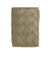Bottega Veneta Small Trifold Zip Wallet In Gray