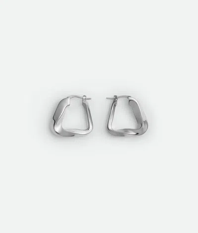 Bottega Veneta Small Twist Triangle Hoop Earrings In Silver