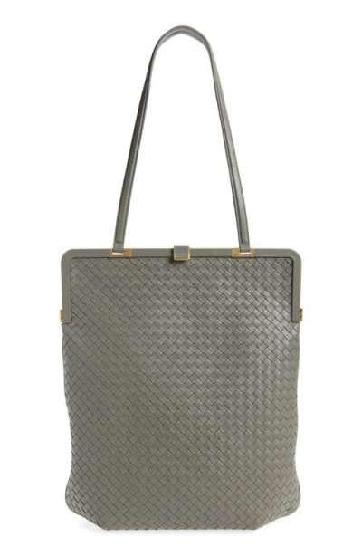 Bottega Veneta Small Vaulta Intrecciato Leather Tote In Gray