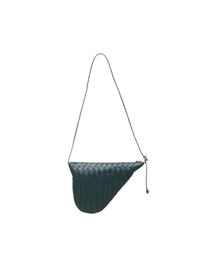 Bottega Veneta Small Virgule Bag In Calfskin In Emerald Green-silver