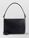 Bottega Veneta Black-vintage Silver Woven-texture Leather Cross-body Bag