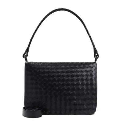 Bottega Veneta Small Wing Intrecciato Shoulder Bag In Black