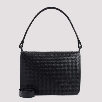 Bottega Veneta Small Wing Intrecciato Shoulder Bag In Blackvintagesilver