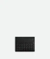Bottega Veneta Intrecciato Leather Open Top Cardholder In Black