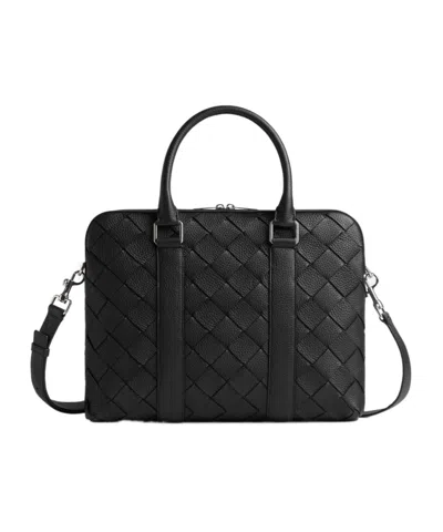 Bottega Veneta Small Woven Shoulder Bag In Black