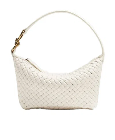 Bottega Veneta Small Woven Shoulder Bag In White