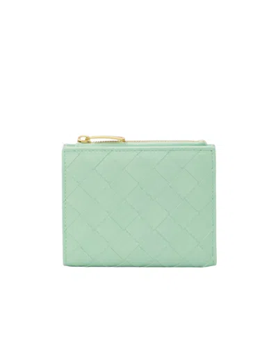 Bottega Veneta Small Woven Zipper Wallet In Green