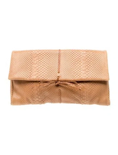 Pre-owned Bottega Veneta Snakeskin Clutch Vintage In Brown