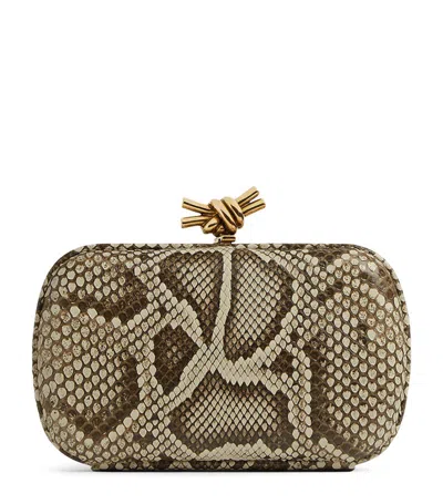 Bottega Veneta Snakeskin Knot Minaudiere Clutch Bag In Animal Print