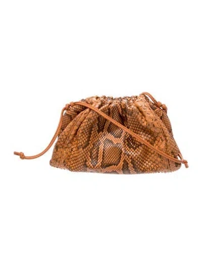 Pre-owned Bottega Veneta Snakeskin Mini Pouch In Orange