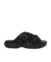Bottega Veneta Luxurious Leather And Raffia Slides For Effortless Sophistication In Black
