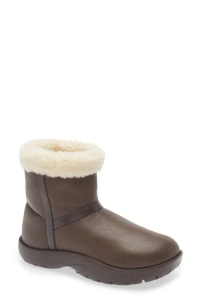Bottega Veneta Snap Genuine Shearling Bootie In Fondant-white