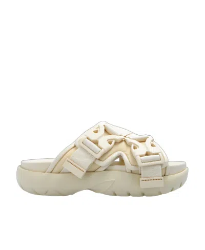 Bottega Veneta Snap Logo Slippers In White