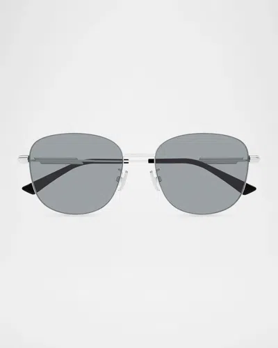 Bottega Veneta Snap Ribbon 56mm Round Sunglasses In Gray