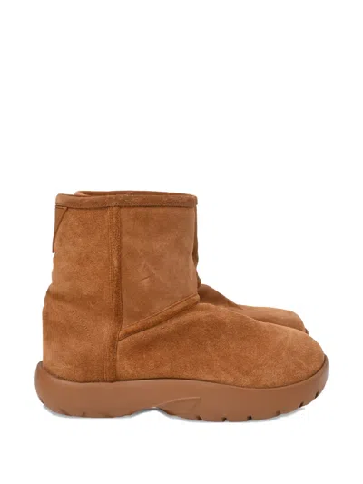 Pre-owned Bottega Veneta Snap Suede Ankle Boots In Brown