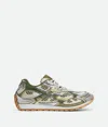 Bottega Veneta Green Sneakers With Unique Mesh Pattern And Durable Sole In Mud/white
