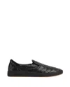 Bottega Veneta Sawyer Blue Slip-on Sneakers With Logo Detail And Intreccio Motif In Leather Man In Black