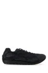 Bottega Veneta Textured Suede And Mesh Grey Sneakers In Black
