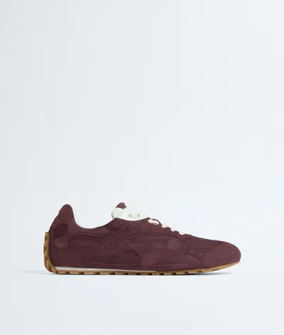 Bottega Veneta Suede Orbit Flash Sneakers In Burgundy