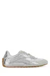 Bottega Veneta Orbit Flash Metallic Leather Sneakers In Silver