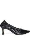 Bottega Veneta Sofia Black Patent Leather Elastic Ballerina With Heel In Black