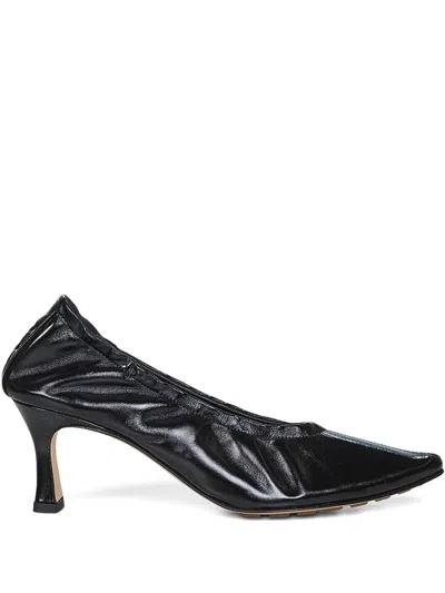 BOTTEGA VENETA BOTTEGA VENETA SOFIA BLACK PATENT LEATHER ELASTIC BALLERINA WITH HEEL