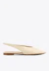 Bottega Veneta Sofia Leather Slingback Point-toe Flats In Sea Salt