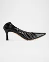 Bottega Veneta Sofia Black Patent Leather Elastic Ballerina With Heel In Multi
