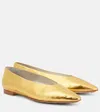 Bottega Veneta Reflective Goatskin Sofia Ballet Flats In Gold