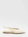 Bottega Veneta Sofia Leather Slingback Point-toe Flats In Beige