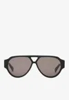 Bottega Veneta Aviator-frame Acetate Sunglasses In Gray