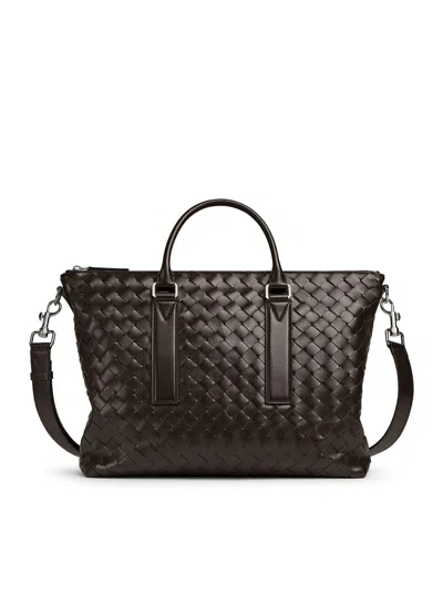 Bottega Veneta Soft Braided Business Bag In Brown