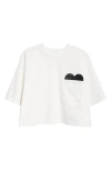 Bottega Veneta Soft Cotton Jersey Crop T-shirt With Detachable Intrecciato Leather Heart In Chalk