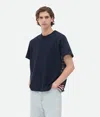 Bottega Veneta Double Layer Cotton Check T-shirt In Abyss/multistripes