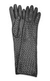 Bottega Veneta Soft Intrecciato Leather Gloves In Black