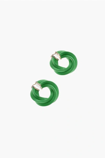 Bottega Veneta Soft-leather Twisted Hoop Earrings In Green