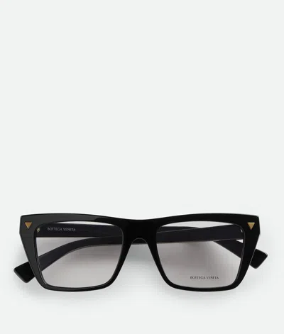 Bottega Veneta Soft Recycled Acetate Square Eyeglasses In Black