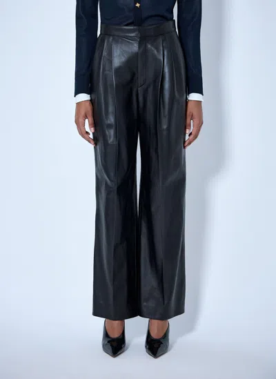 Bottega Veneta Soft Semi Shiny Nappa Trousers In Black
