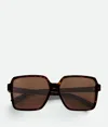 Bottega Veneta Quadratische Soft Sonnenbrille In Havana/brown
