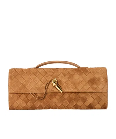 Bottega Veneta Solid Color Handbag In Brown