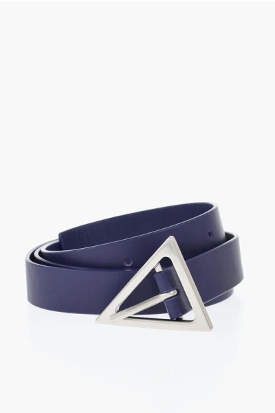 Bottega Veneta Solid Colour Leather Belt With Triangle Buckle 25mm