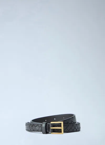 Bottega Veneta Solo Leather Belt In Dark Brown