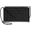 Bottega Veneta Solstice Envelope Intrecciato Leather Crossbody Bag In Black