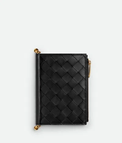 Bottega Veneta Solstice Medium Bi-fold Wallet In 1019 Black-m Brass