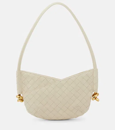 Bottega Veneta Solstice Intrecciato Baby Leather Shoulder Bag In Beige