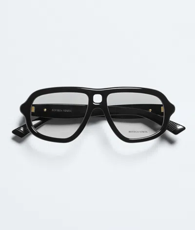 Bottega Veneta Sophia Ribbon Aviator Eyeglasses In Black/transparent