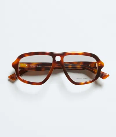 Bottega Veneta Sophia Ribbon Aviator Eyeglasses In Havana/transparent