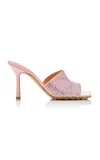 Bottega Veneta Sparkle Slide Stretch Satin Sandals In Pink