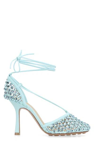 Bottega Veneta Sparkle Stretch Heeled Sandals In Blue
