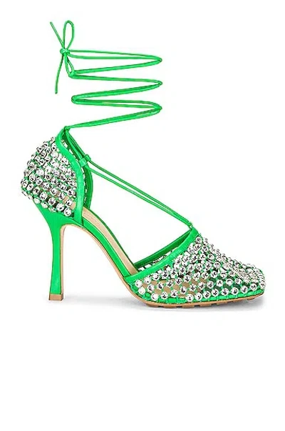 Bottega Veneta Sparkle Stretch Lace-up Sandals In Parakeet